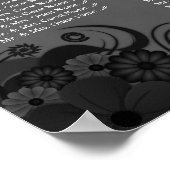 白黒フローラの結婚テーブル座席表 ポスター (角)