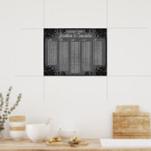 白黒フローラの結婚テーブル座席表 ポスター (キッチン)