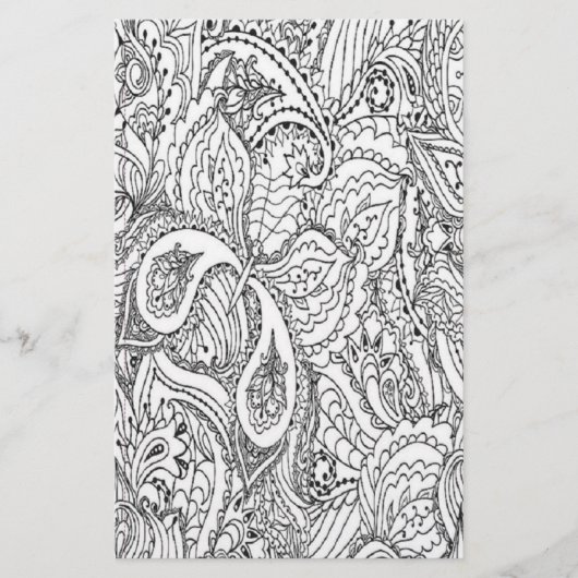 白黒フローラの色付け 便箋 (正面)