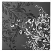 白黒フローラの花色 タイル (正面)