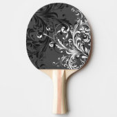 白黒フローラの花色 卓球ラケット (正面)