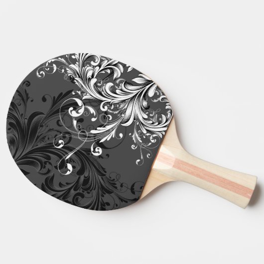 白黒フローラの花色 卓球ラケット (裏面サイド)