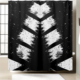 白黒フローラの葉のシャワーカーテン シャワーカーテン