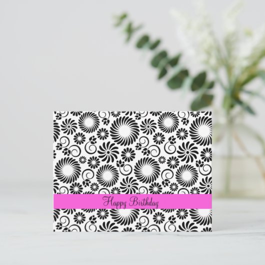 白黒フローラはがき ポストカード (スタンド正面)