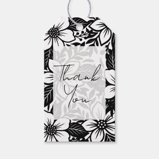 白黒フローラはっきりした開花 ギフトタグ (正面)