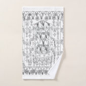 白黒フローラアウトライン3  バスタオルセット (ハンドタオル)