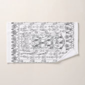 白黒フローラアウトライン3  バスタオルセット (ハンドタオル)