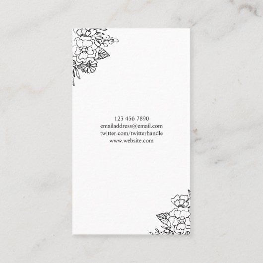 白黒フローラアーチハンドドロー写真家 名刺 (裏面)