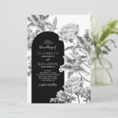 白黒フローラアーチ結婚式招待状 招待状 (スタンド正面)