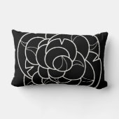 白黒フローライラストレーション枕 ランバークッション (裏面)