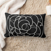 白黒フローライラストレーション枕 ランバークッション (ブランケット)