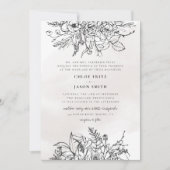白黒フローラウィンシンプルターマウンテ結婚ンズ  招待状 (正面)