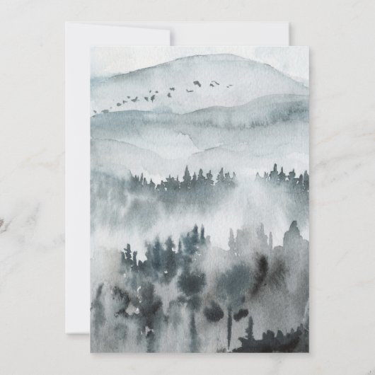 白黒フローラウィンシンプルターマウンテ結婚ンズ  招待状 (裏面)