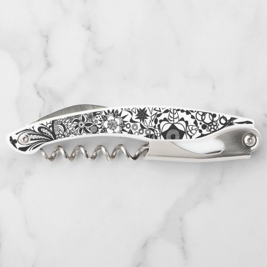 白黒フローラウェイターコルク栓抜 ソムリエナイフ (裏面)