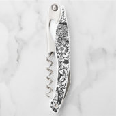 白黒フローラウェイターコルク栓抜 ソムリエナイフ (正面)