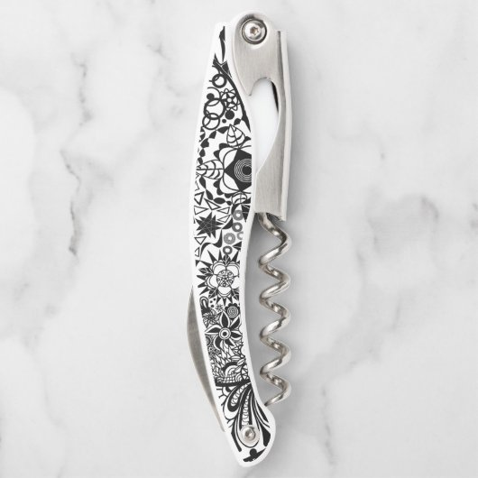 白黒フローラウェイターコルク栓抜 ソムリエナイフ (裏面)