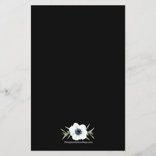 白黒フローラウェディングシャワー招待状 (裏面)