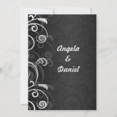 白黒フローラウェディングモダンレセプション 招待状 (裏面)