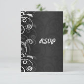 白黒フローラウェディングモダンRSVP返信 出欠カード (スタンド正面)