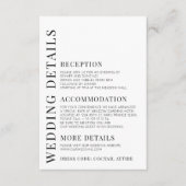 白黒フローラエレガントなウェディング詳細カード エンクロージャーカード (正面)