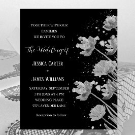 白黒フローラエレガントシンプル結婚の