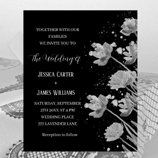 白黒フローラエレガントシンプル結婚の