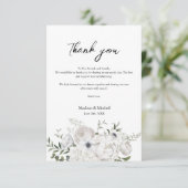 白黒フローラエレガントブーケモダン サンキューカード (スタンド正面)