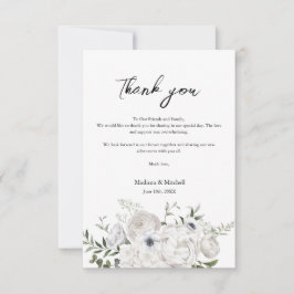 白黒フローラエレガントブーケモダン サンキューカード