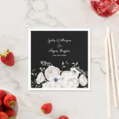 白黒フローラエレガントブーケモダン スタンダードカクテルナプキン (インサイチュ)