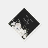 白黒フローラエレガントブーケモダン スタンダードカクテルナプキン (角)