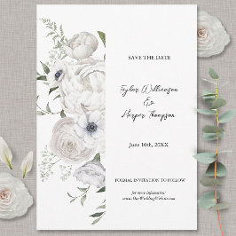 白黒フローラエレガントブーケモダン セーブザデート