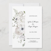 白黒フローラエレガントブーケモダン セーブザデート (正面)