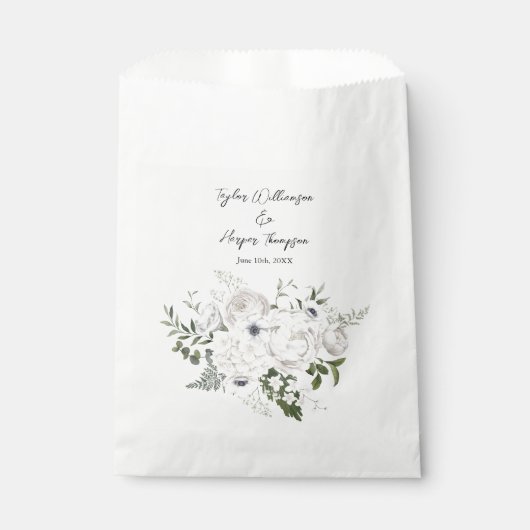 白黒フローラエレガントブーケモダン フェイバーバッグ (正面)