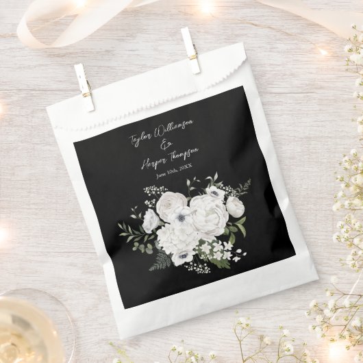 白黒フローラエレガントブーケモダン フェイバーバッグ (クリップ留めされた状態)