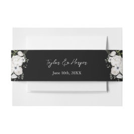 白黒フローラエレガントブーケモダン 招待状ベリーバンド