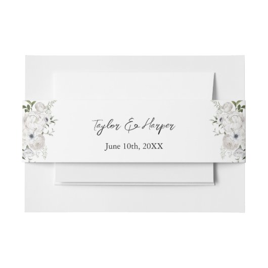 白黒フローラエレガントブーケモダン 招待状ベリーバンド (正面例)