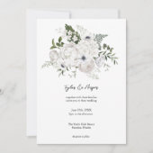 白黒フローラエレガントブーケモダン 招待状 (正面)