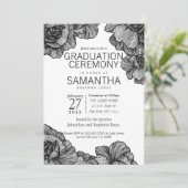 白黒フローラエレガント卒業式 招待状 (スタンド正面)