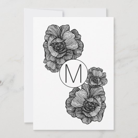 白黒フローラエレガント卒業式 招待状 (裏面)