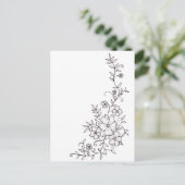 白黒フローラオーナメントはがき ポストカード (スタンド正面)