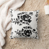 白黒フローラオーナメント クッション (ブランケット)