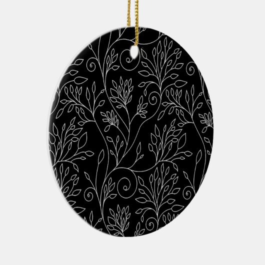 白黒フローラオーナメント セラミックオーナメント (右)
