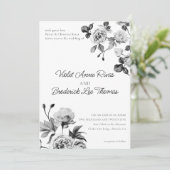 白黒フローラカスタマイズ結婚可能 招待状 (スタンド正面)