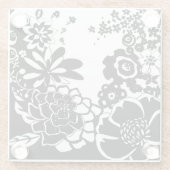 白黒フローラガーデングラフィックパターン ガラスコースター (裏面)