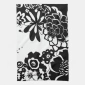 白黒フローラガーデングラフィックパターン キッチンタオル (縦)
