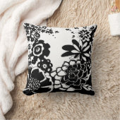 白黒フローラガーデングラフィックパターン クッション (ブランケット)