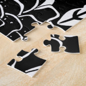 白黒フローラガーデングラフィックパターン ジグソーパズル (側面)