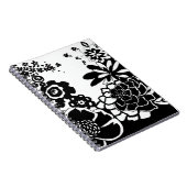 白黒フローラガーデングラフィックパターン ノートブック (右側)