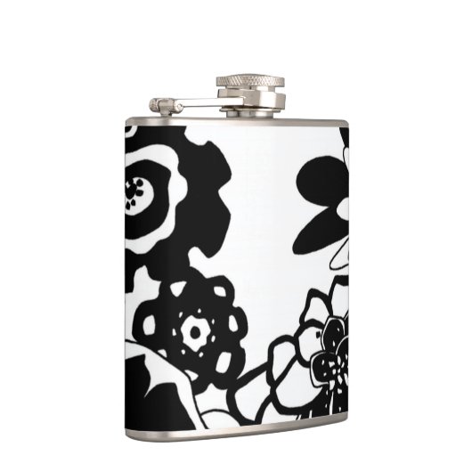 白黒フローラガーデングラフィックパターン フラスク (右)