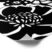 白黒フローラガーデングラフィックパターン ポスター (角)